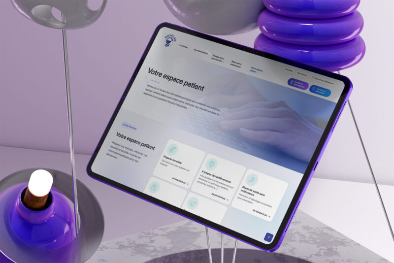 Espace patient du site Novelab affiché sur tablette