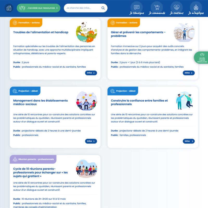 Présentation de la navigation du site Réseau Lucioles réalisé pour une association lyonnaise