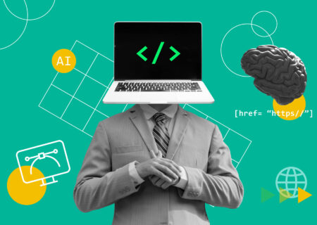 Illustration associant intelligence artificielle et création de site internet